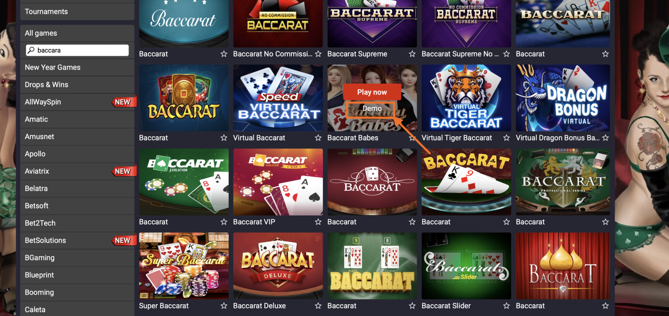 Baccara Demo - Baccarat